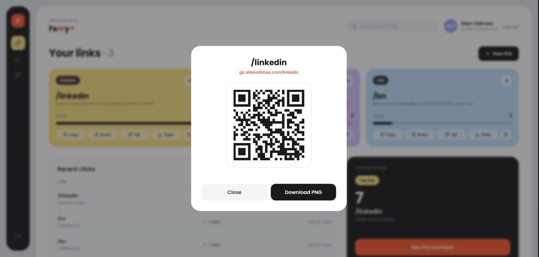 Ferry QR code modal