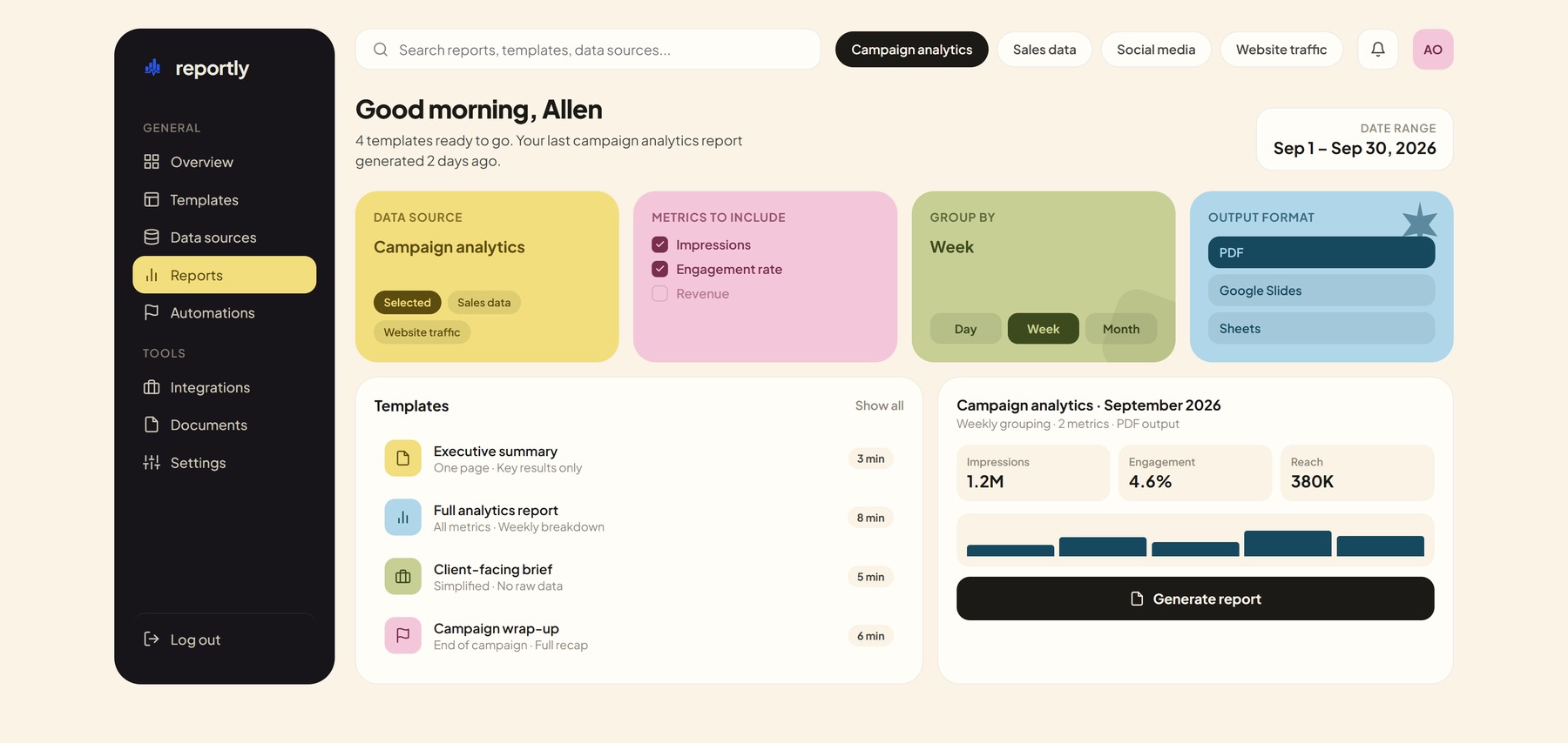 Reportly report generator concept